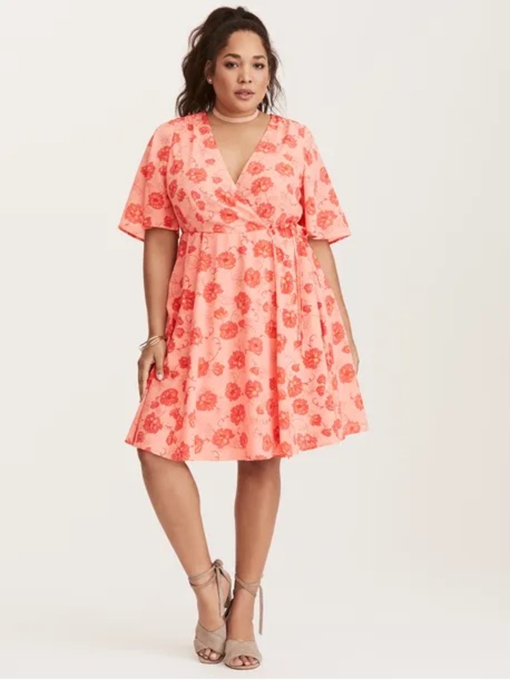 Torrid Georgette Floral Wrap Dress in Sienna Garden, Size 16
